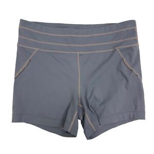 ATHLETA Cross It Shortie L Gray Booty Shorts Women Gym Yoga Athletic  B6